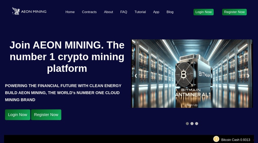 Screenshot of aeonmining.io