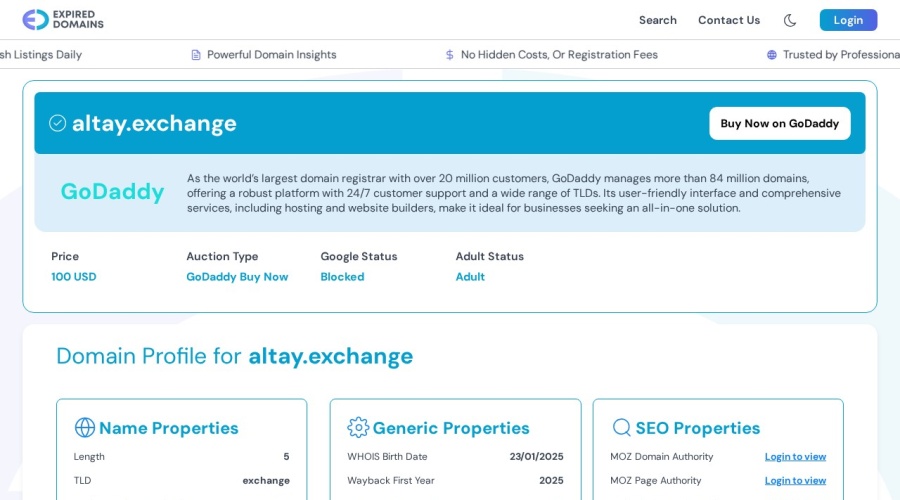 Screenshot of altay.exchange
