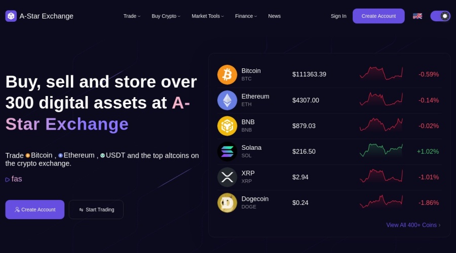 Screenshot of astarexchange.com