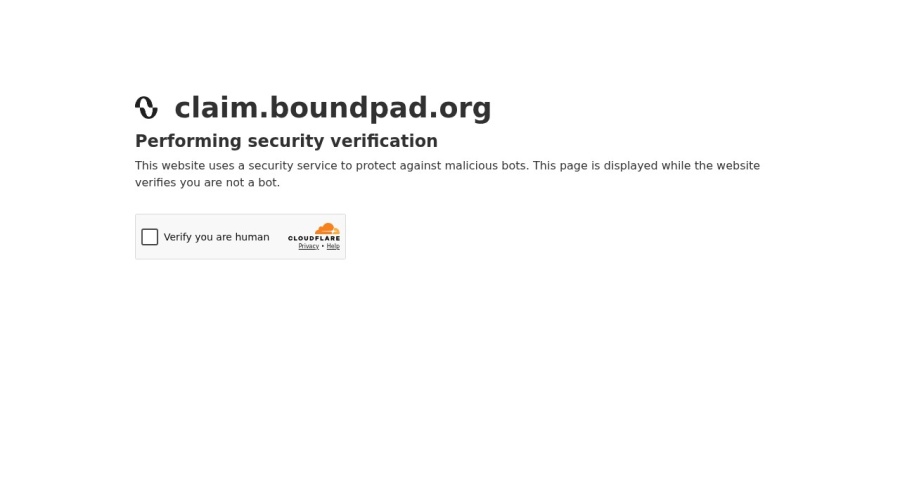 Screenshot of claim.boundpad.org