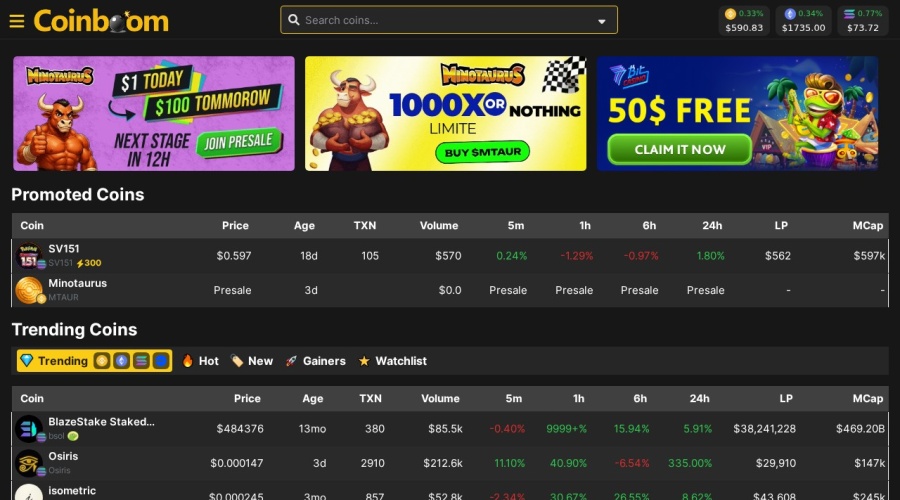 Screenshot of coinboom.net