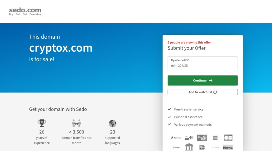 Screenshot of cryptox.com