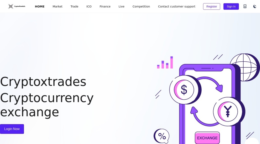 Screenshot of cryptoxtrades.com