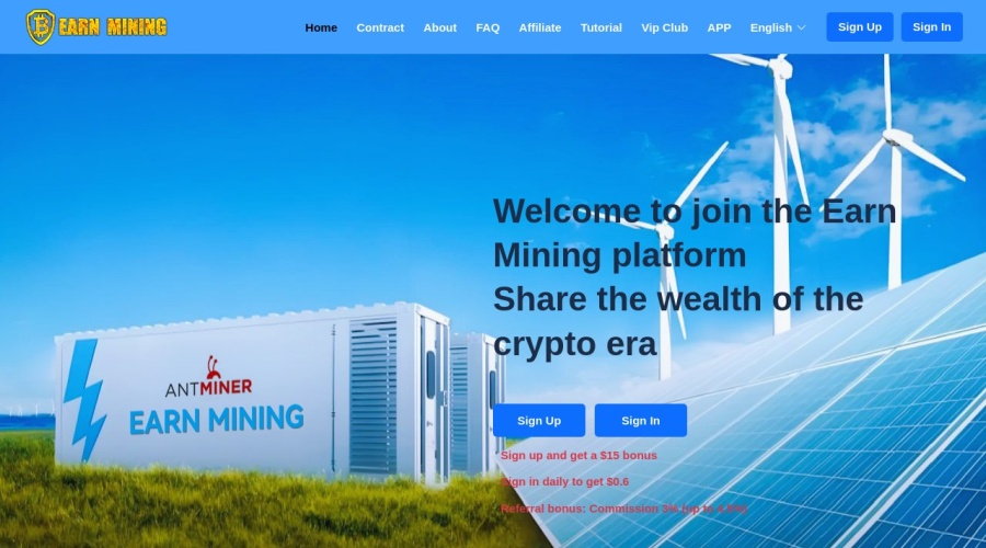 Screenshot of earnmining.com