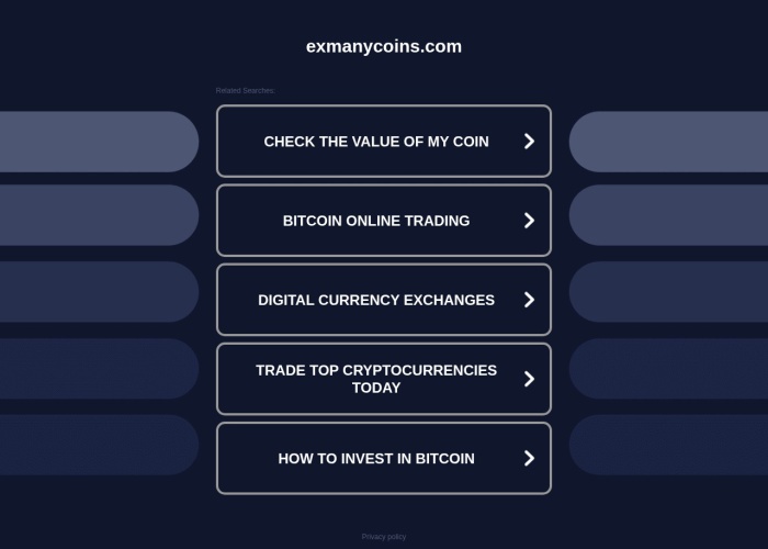 Screenshot of exmanycoins.com