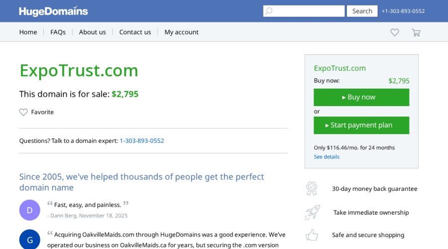 Screenshot of expotrust.com