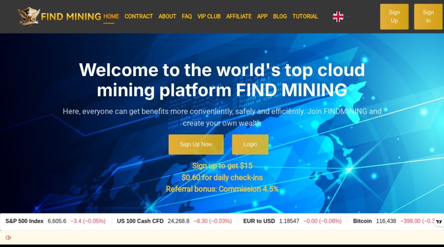 Screenshot of findmining.com