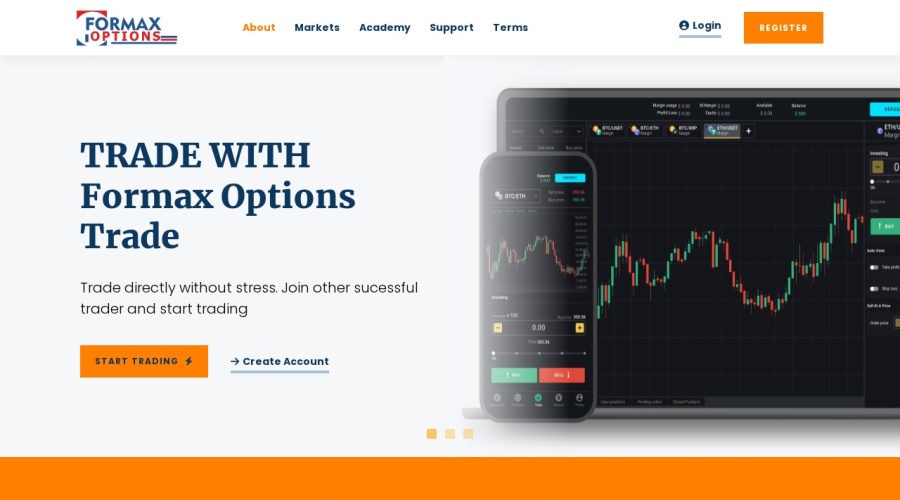 Screenshot of formaxoptionstrade.com