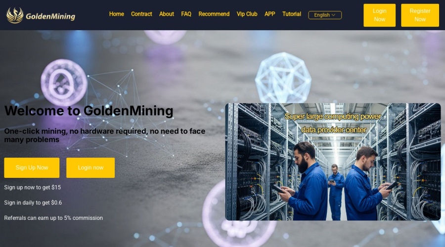 Screenshot of goldenmining.com