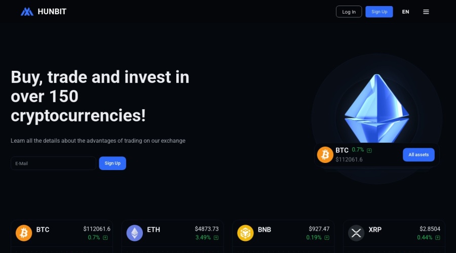 Screenshot of hunbit.com