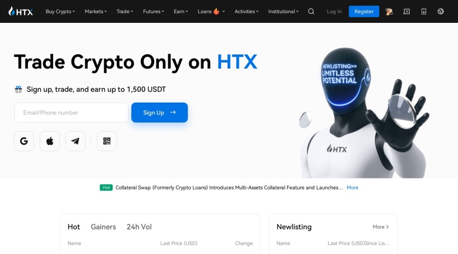 Screenshot of huobi.com