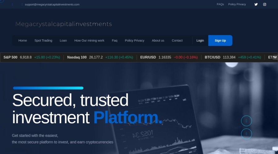 Screenshot of megacrystalcapitalinvestments.com