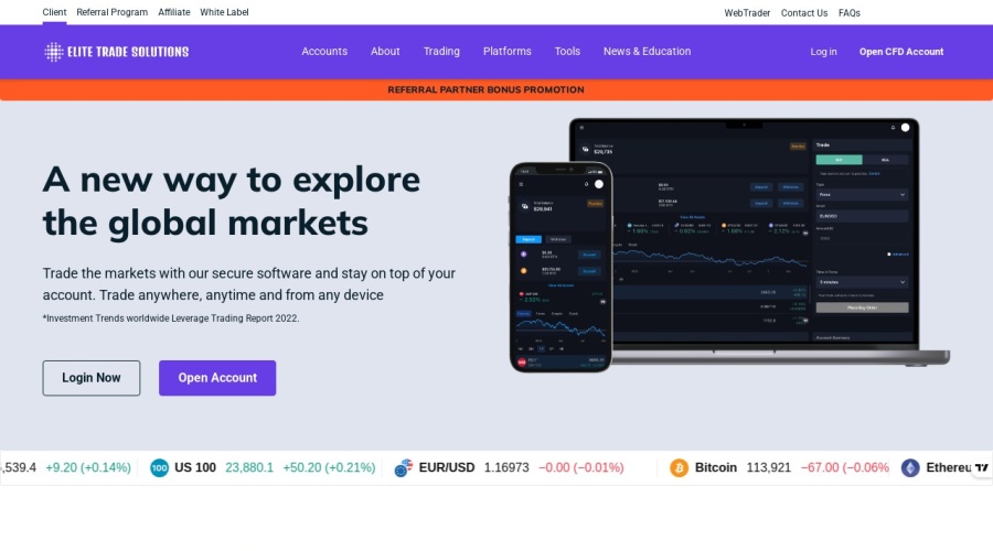 Screenshot of myelitetradesolutions.com