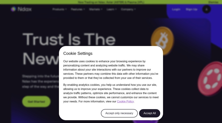 Screenshot of ndax.io