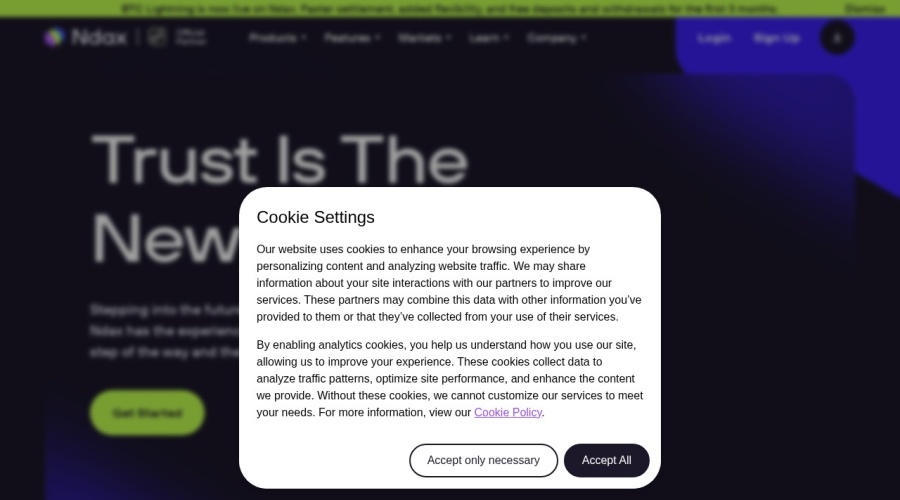 Screenshot of ndax.io