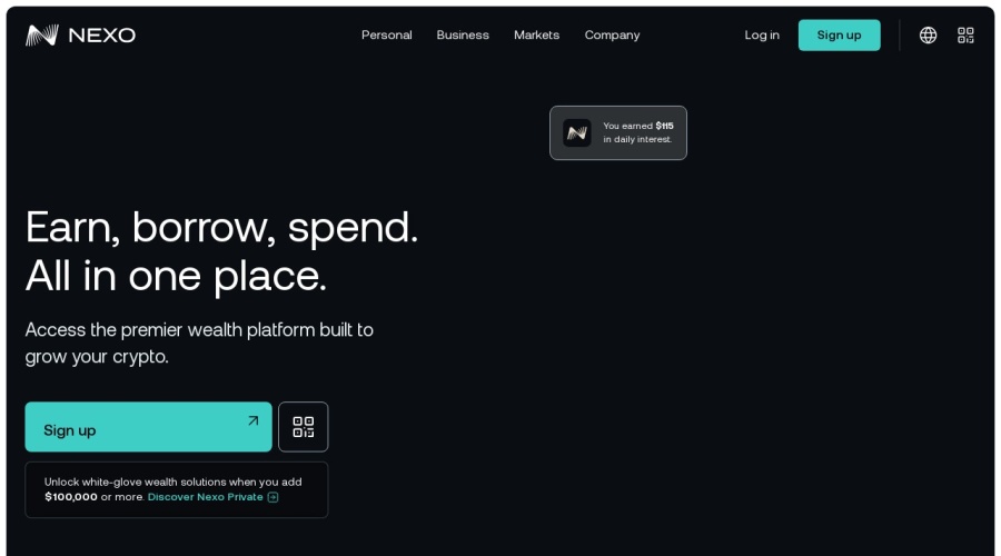Screenshot of nexo.com