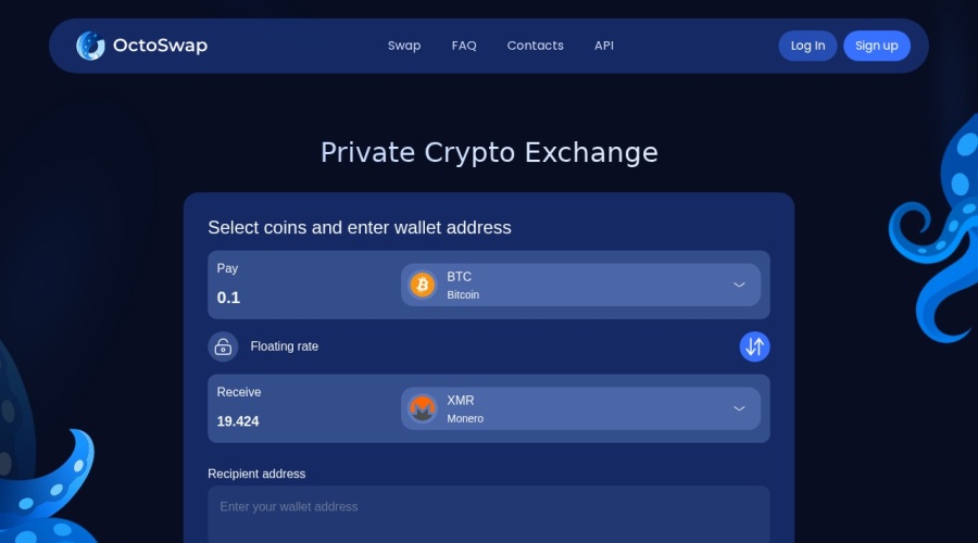 Screenshot of octoswap.io