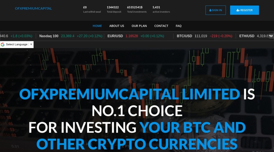 Screenshot of ofxpremiumscapitals.com