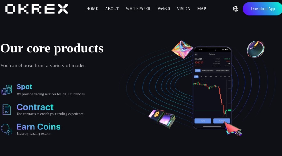 Screenshot of okrex.com