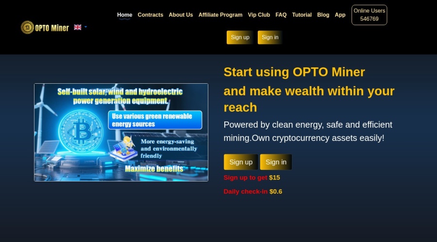 Screenshot of optominer.com