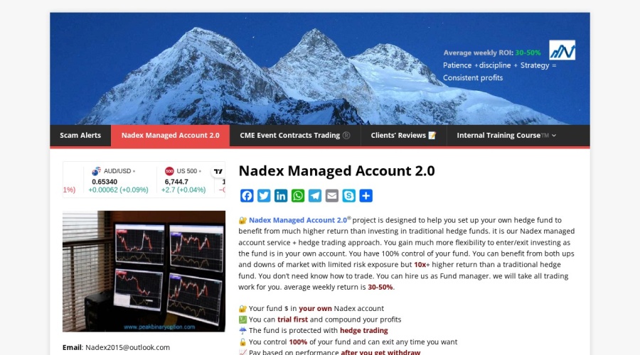 Screenshot of peakbinaryoption.com