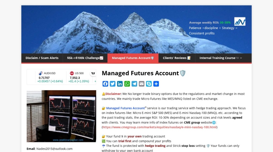 Screenshot of peakbinaryoption.com