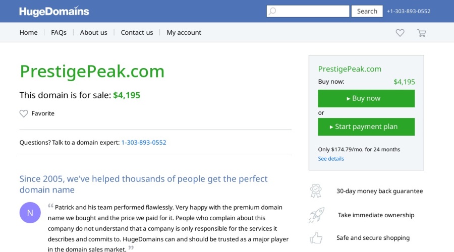Screenshot of prestigepeak.com