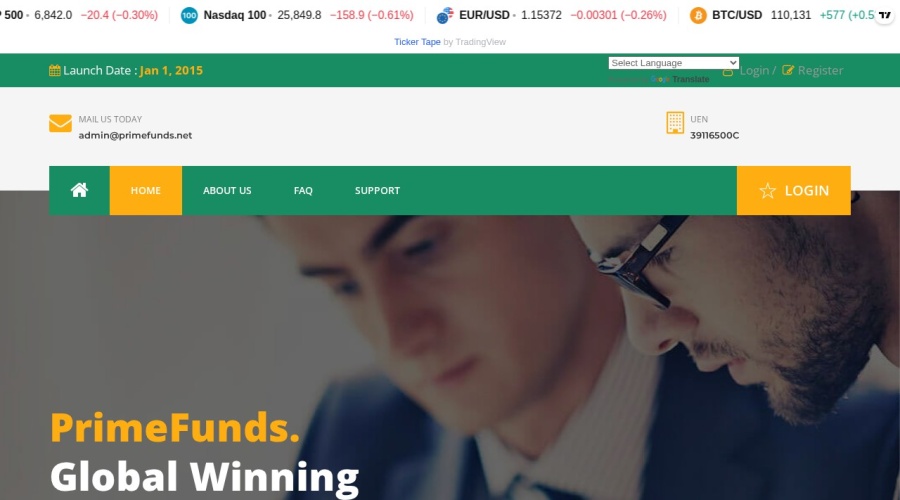 Screenshot of primefunds.net