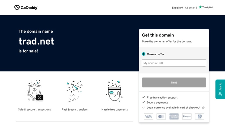 Screenshot of trad.net