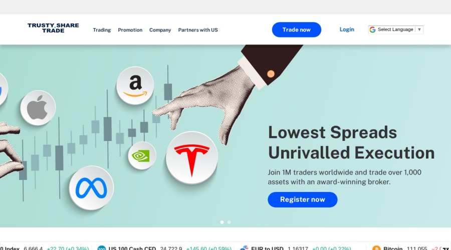 Screenshot of trustysharetrade.com