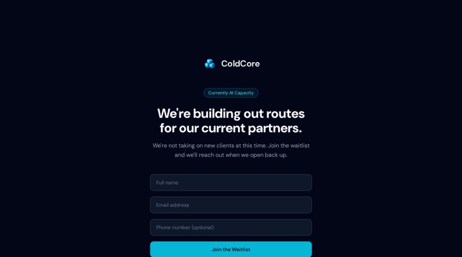 Screenshot of trycoldcore.org