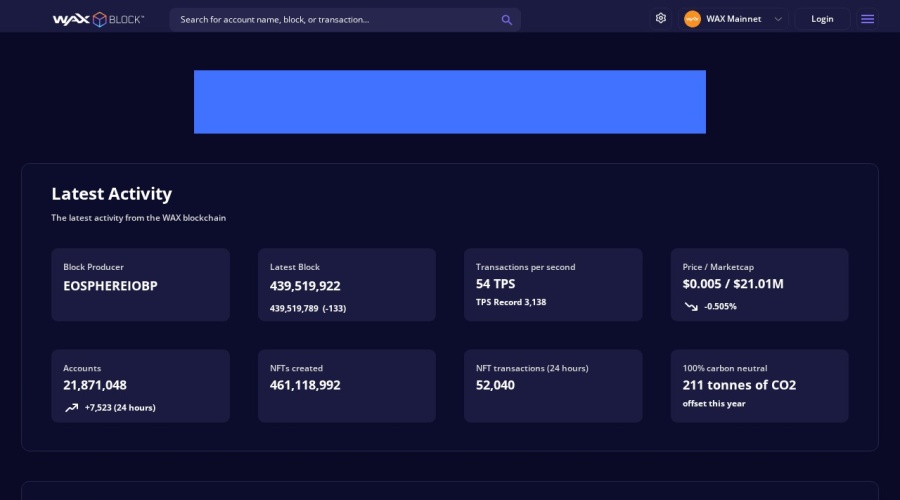 Screenshot of waxblock.io