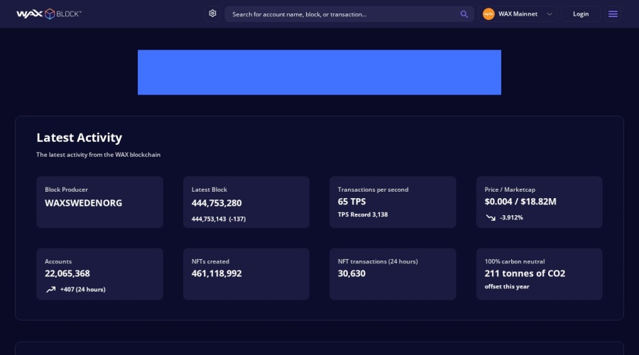 Screenshot of waxblock.io